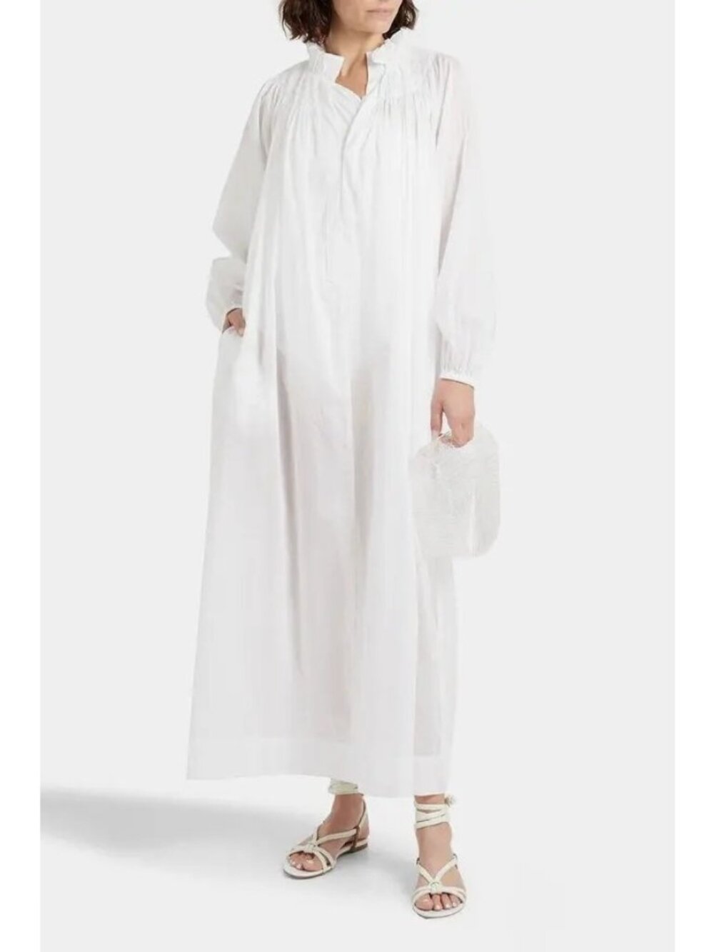 Three Graces London Pippa Shirred Maxi Dress in White 4 New Womens Gown